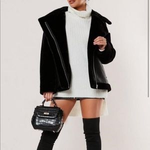 missguided black aviator oversized jacket